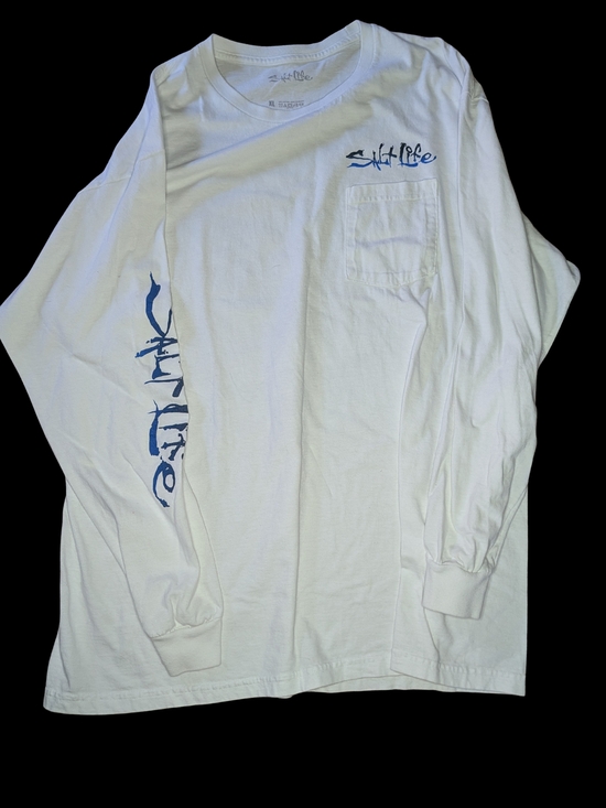 Salt Life Other - Salt Life White Long Sleeve Pocket Tee with Blue Logo